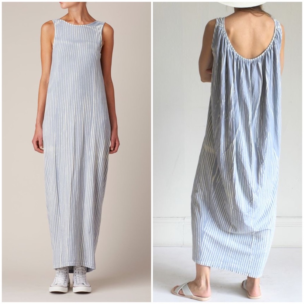 Black Crane Stripe Maxi Dress